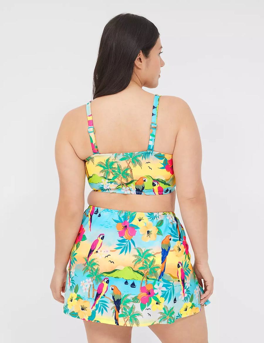 Lane Bryant Side Slit Swim Women Skirts Yellow Multicolor | HXP9066UU