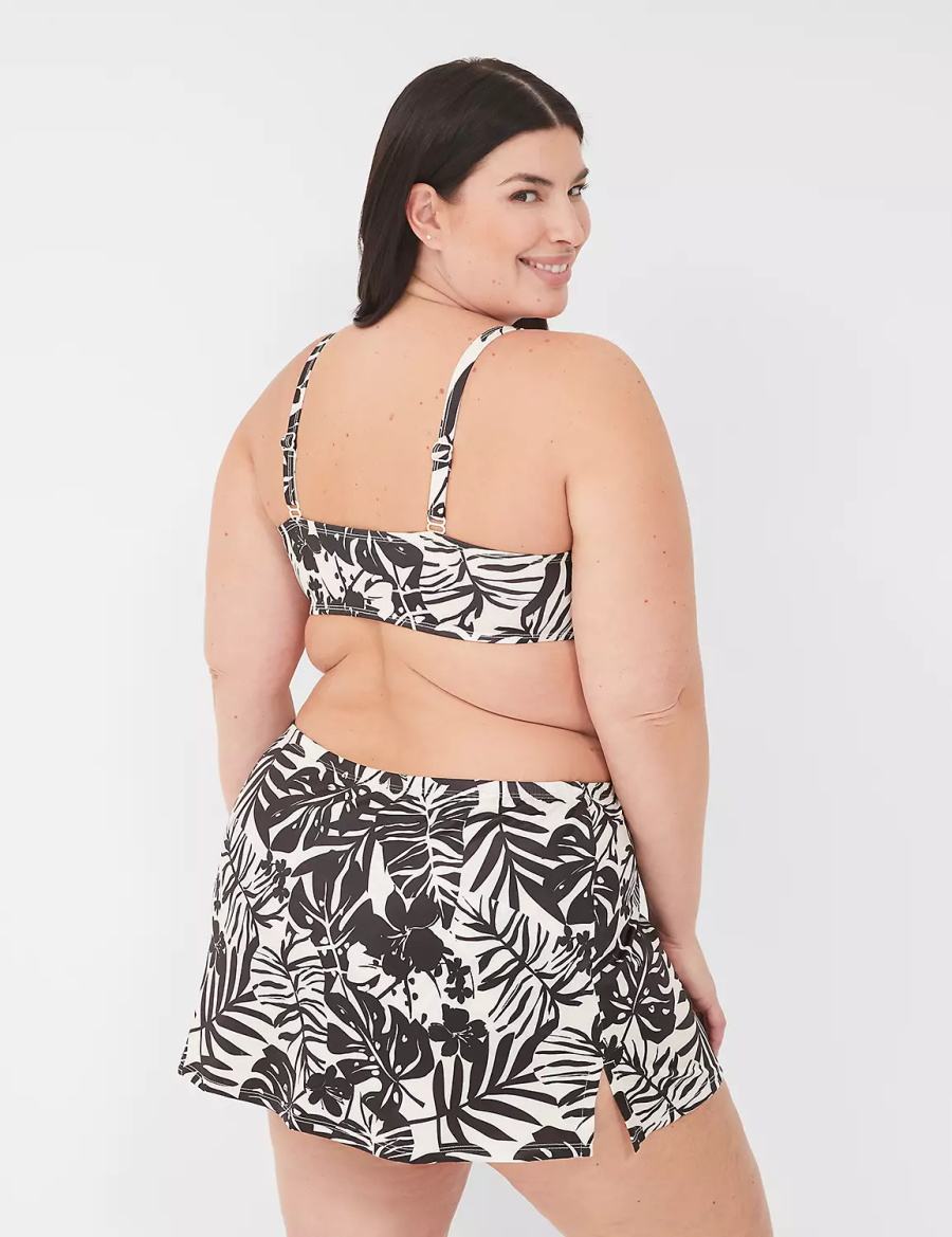 Lane Bryant Side Slit Swim Women Skirts White Black | YAF2112UE