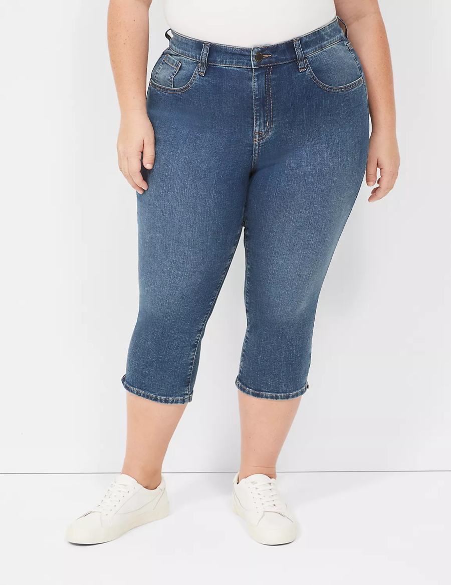 Lane Bryant Signature Fit High-Rise Pedal Women Jeans Dark Blue | ANS8352RZ