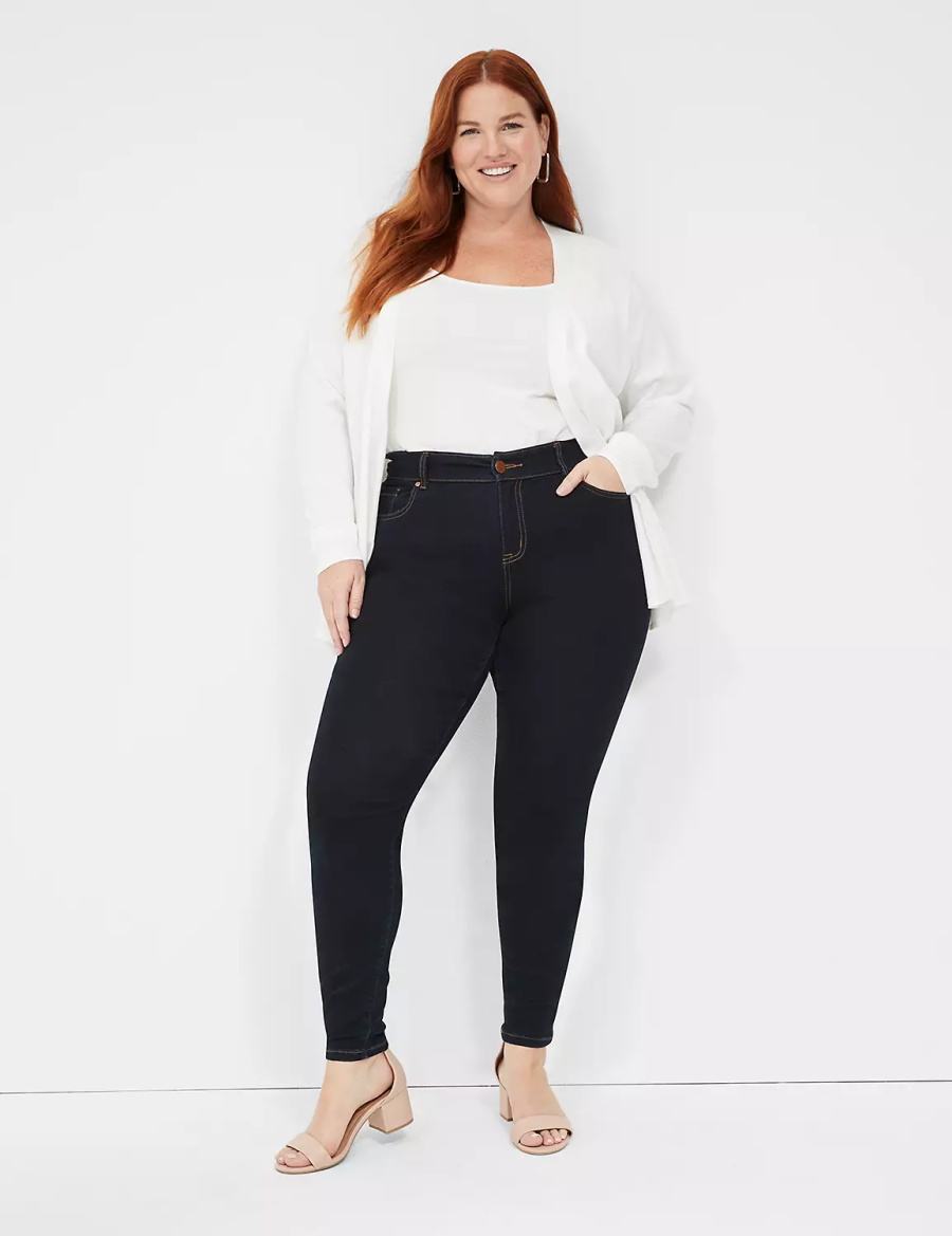 Lane Bryant Signature Fit Sateen Skinny Women Jeans Dark Blue | MAM9646XF