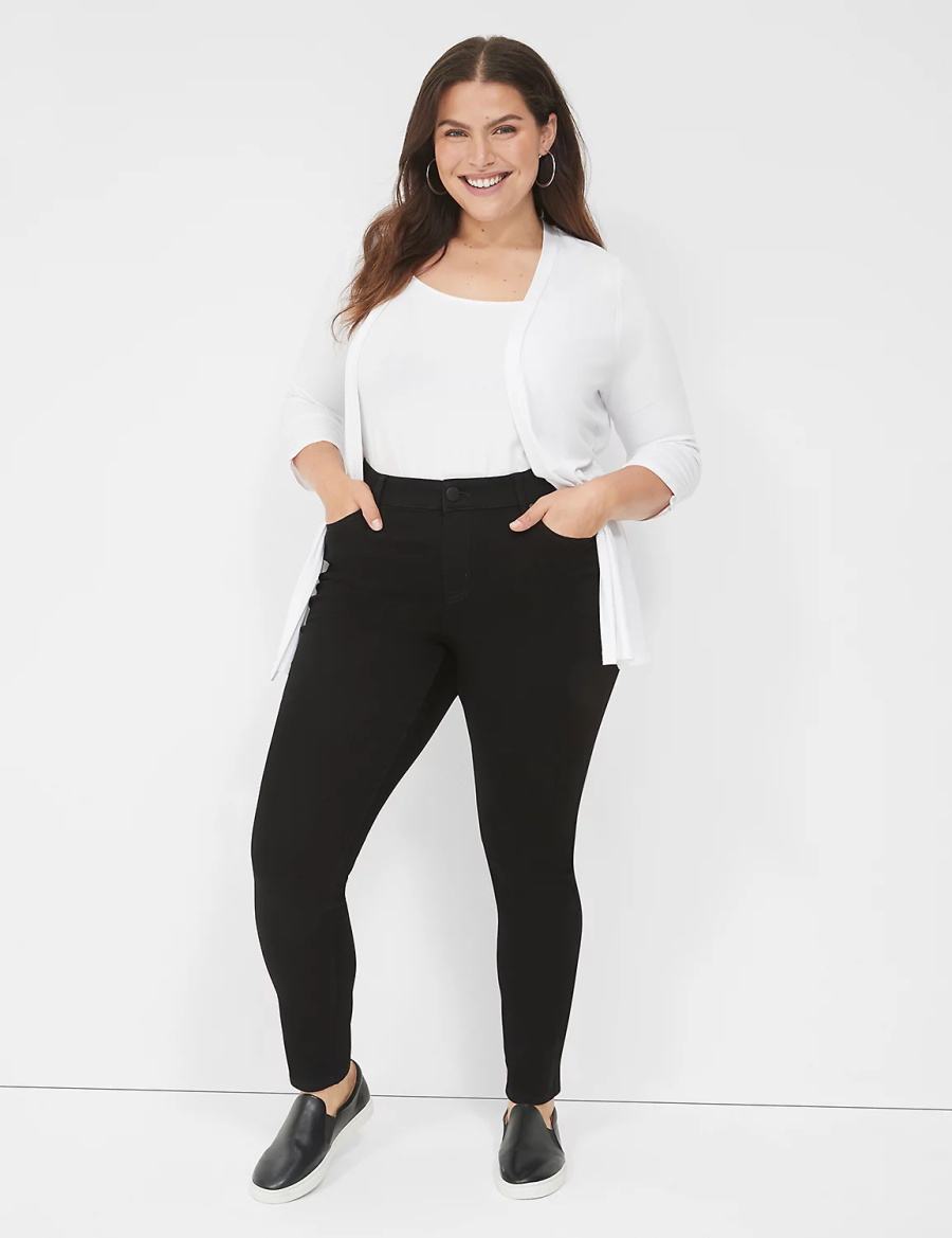 Lane Bryant Signature Fit Sateen Skinny Women Jeans Black | LRM1549UZ