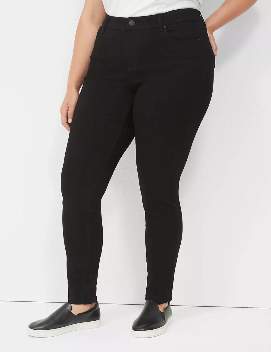 Lane Bryant Signature Fit Sateen Skinny Women Jeans Black | LRM1549UZ