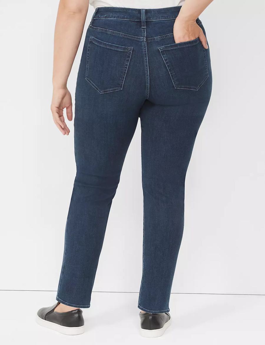 Lane Bryant Signature Fit Straight - Everyday Dark Wash Women Jeans Dark Blue | FQP8958TM