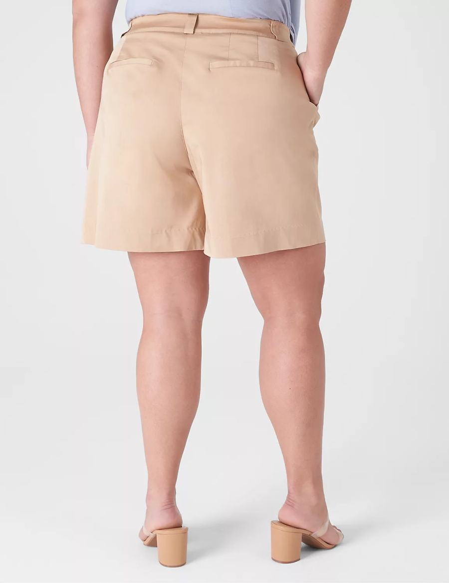 Lane Bryant Silky Chino City Women Shorts Beige | BVC9180KA