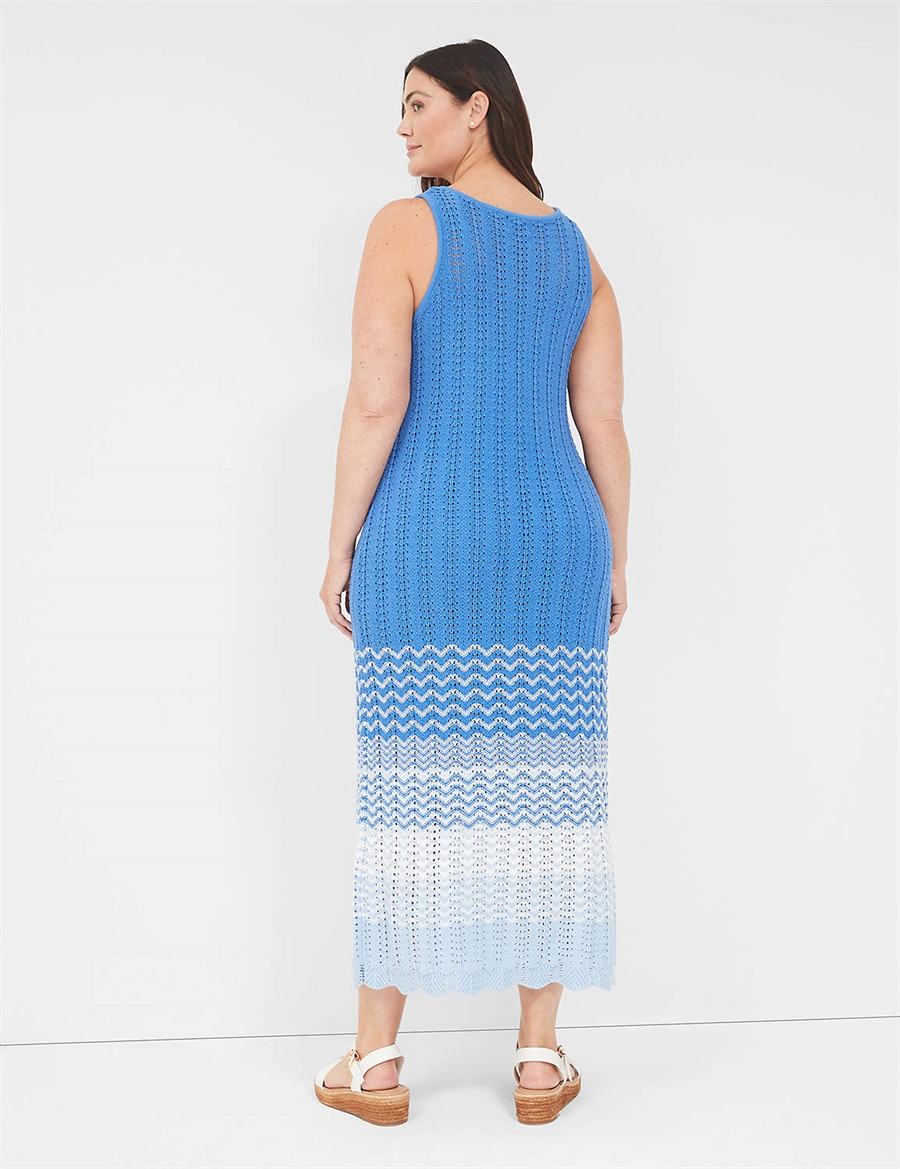 Lane Bryant Sleeveless Scoop-Neck Midi Sweater Women Knitted Dress Blue | KTT2029IX