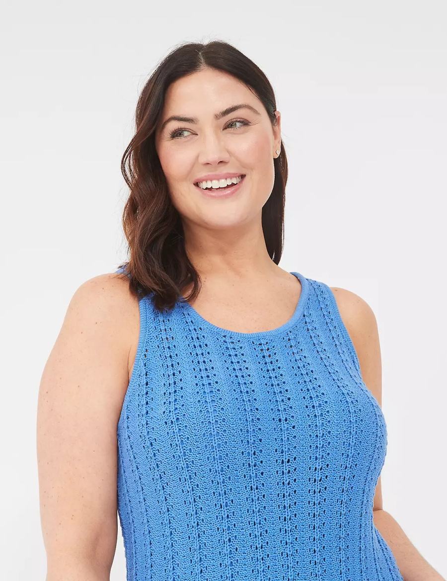 Lane Bryant Sleeveless Scoop-Neck Midi Sweater Women Knitted Dress Blue | KTT2029IX