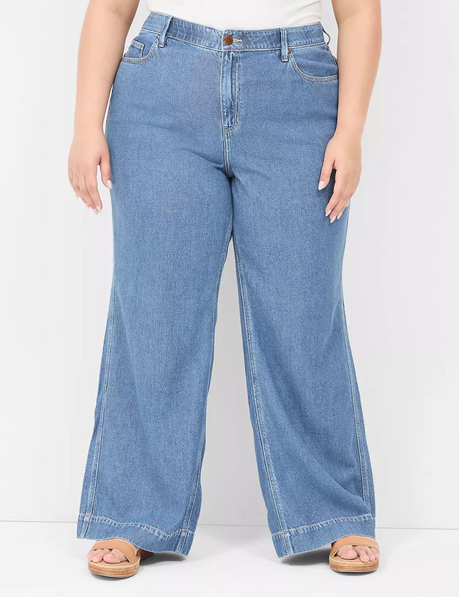 Lane Bryant Slim Wide Leg Women Jeans Blue | TAN4041JI