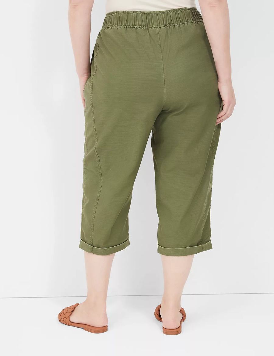 Lane Bryant Slub Pull-On Crop Women Pants Green | ORA4687ZN