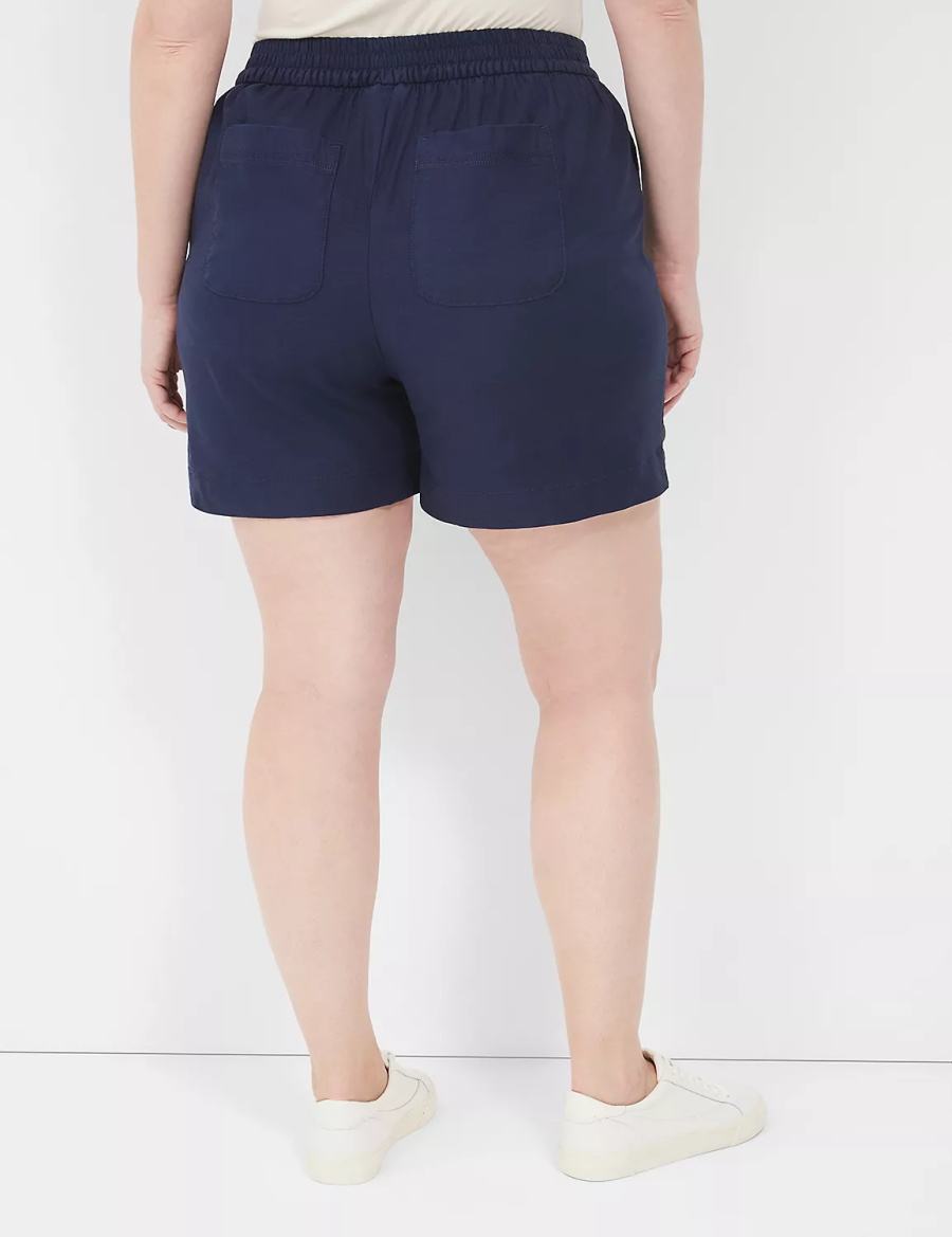 Lane Bryant Slub Pull-On Women Shorts Blue | SBH4562DC