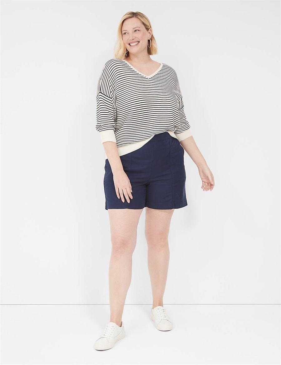 Lane Bryant Slub Pull-On Women Shorts Blue | SBH4562DC