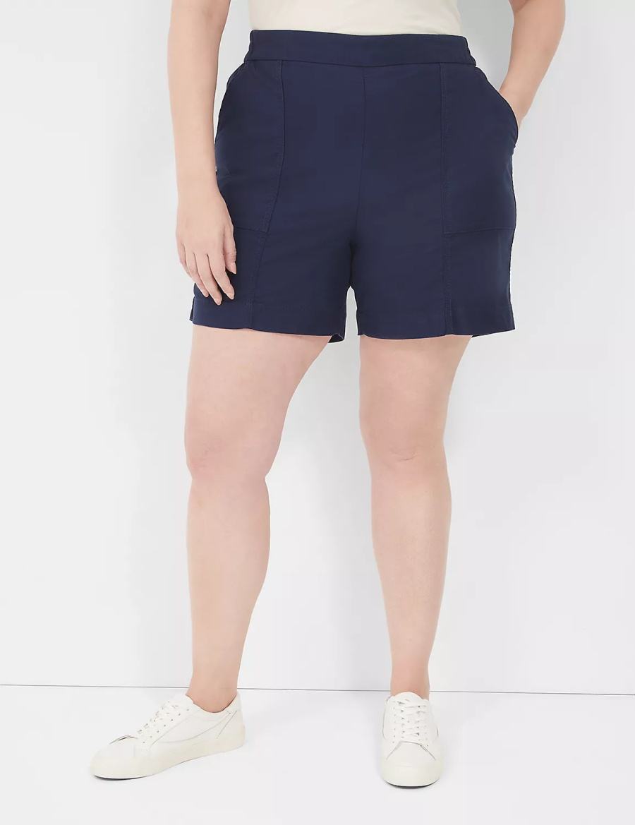 Lane Bryant Slub Pull-On Women Shorts Blue | SBH4562DC