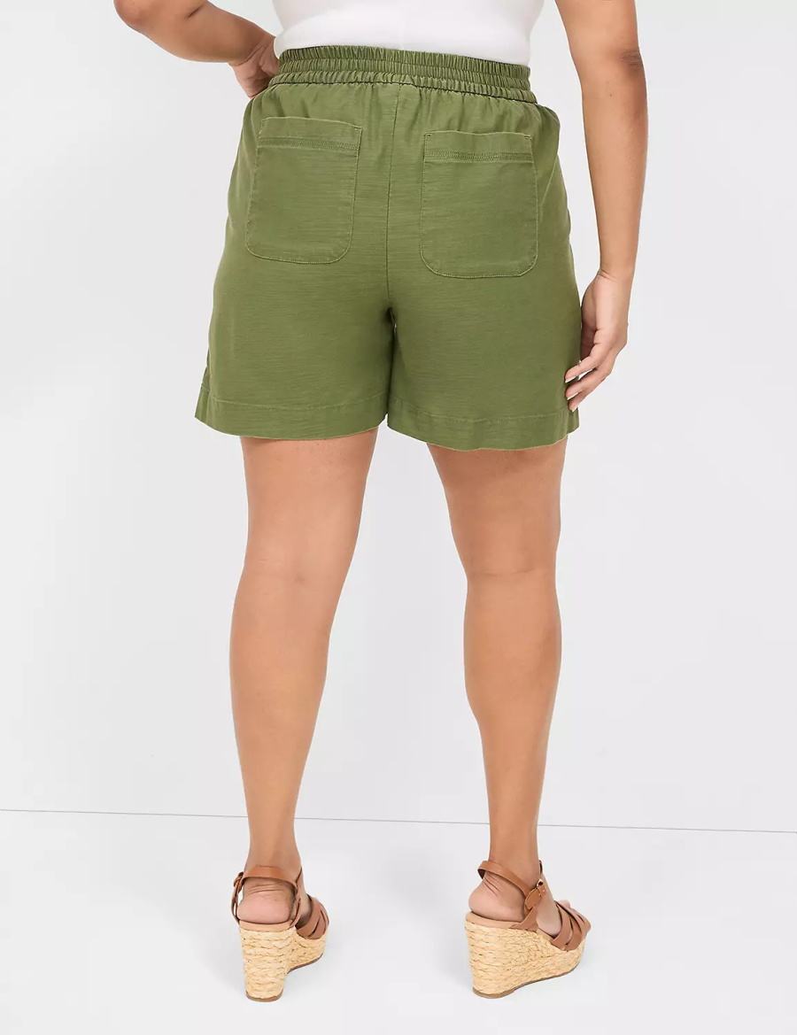 Lane Bryant Slub Pull-On Women Shorts Green | KIB1694NF