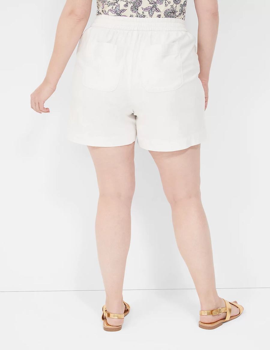 Lane Bryant Slub Pull-On Women Shorts White Rose | ECF5635IL