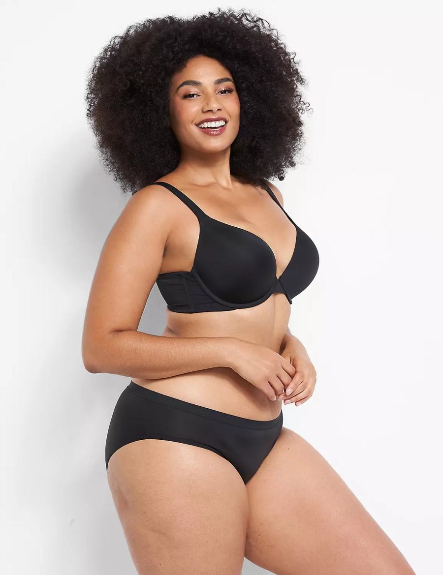 Lane Bryant Smooth Boost Plunge Women Bralettes Black | CLE2458LJ