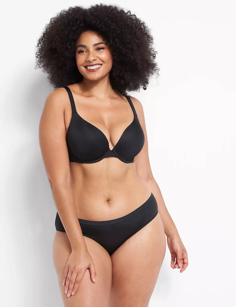 Lane Bryant Smooth Boost Plunge Women Bralettes Black | CLE2458LJ