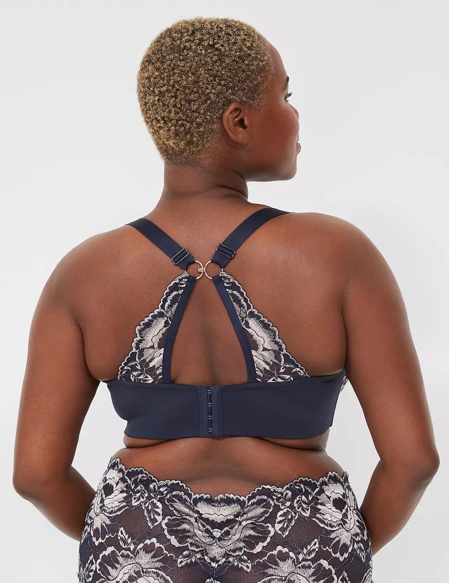 Lane Bryant Smooth Lightly Lined Full Coverage With Lace Women Bralettes Blue | BFI287VC