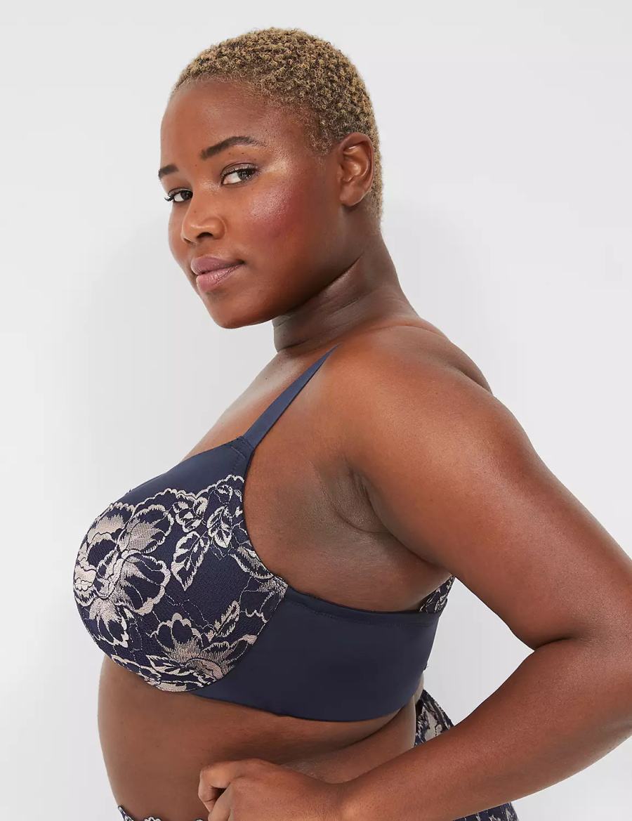 Lane Bryant Smooth Lightly Lined Full Coverage With Lace Women Bralettes Blue | BFI287VC