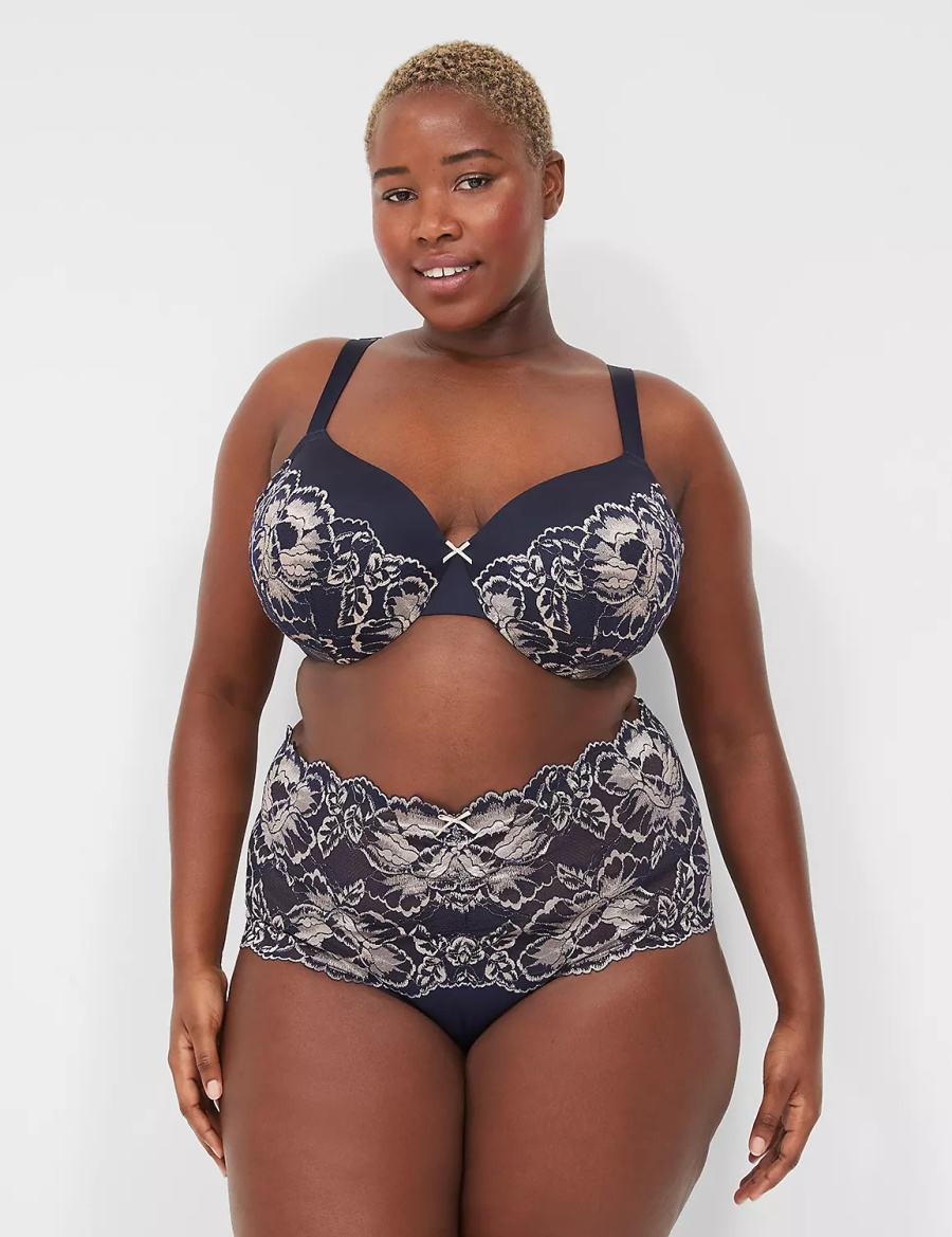 Lane Bryant Smooth Lightly Lined Full Coverage With Lace Women Bralettes Blue | BFI287VC