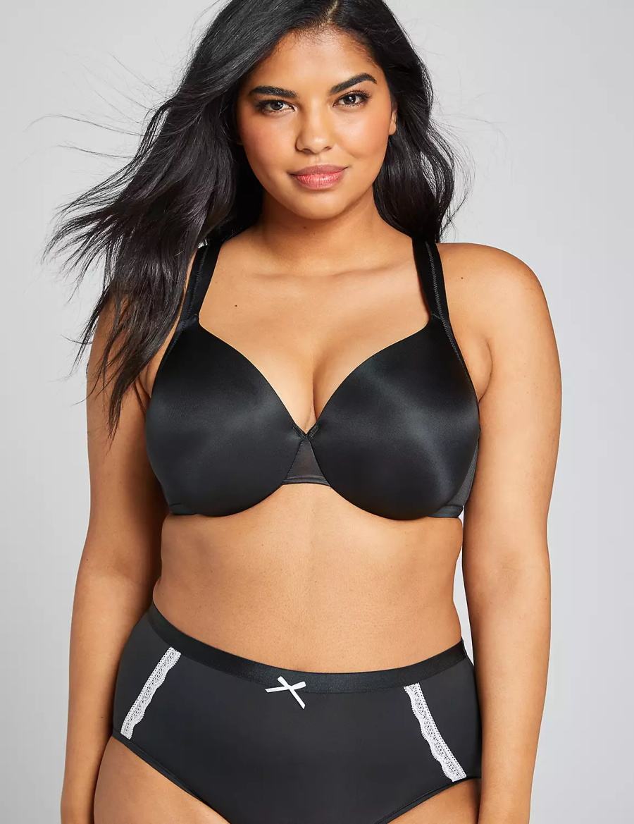 Lane Bryant Smooth Lightly Lined Full Coverage Women Bralettes Black | HOJ8657CK