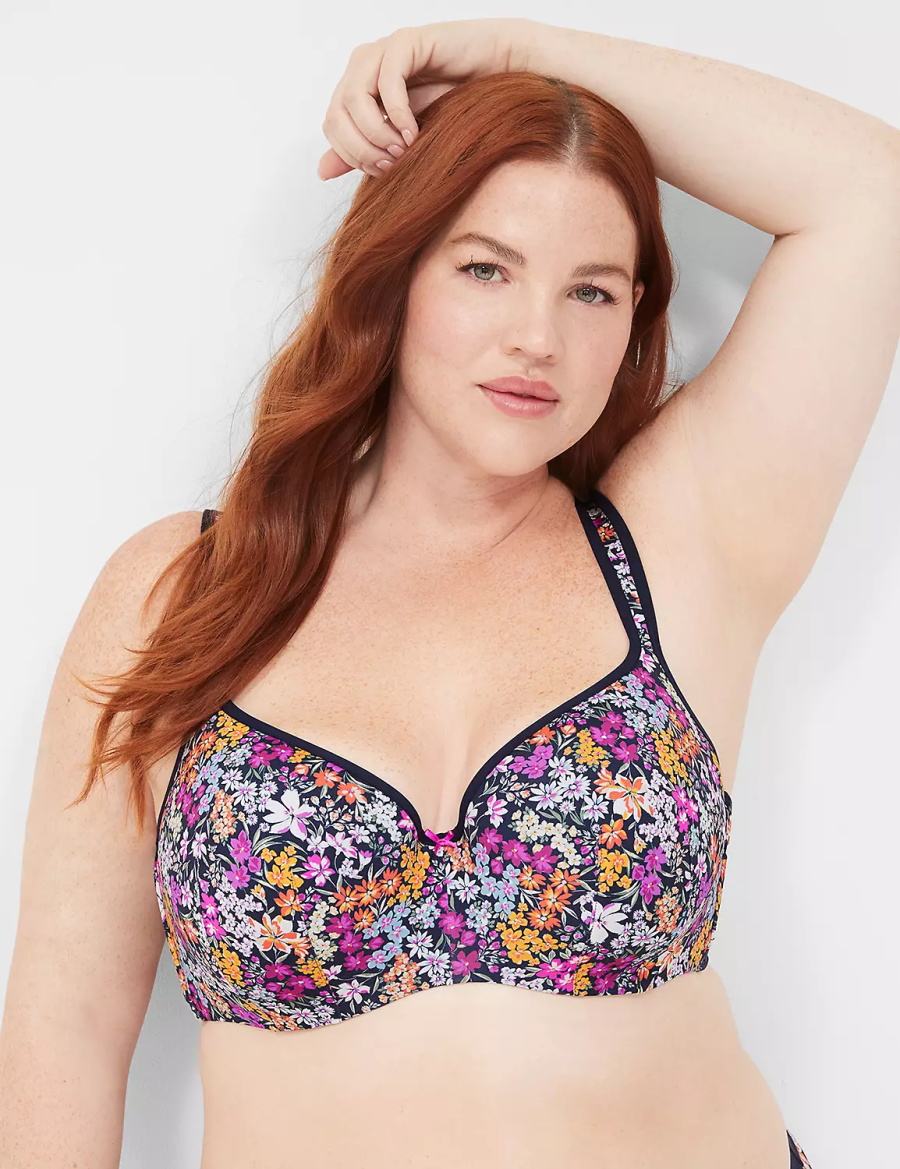 Lane Bryant Smooth Lightly Lined Women Balconette Bra Blue | TKN191IE