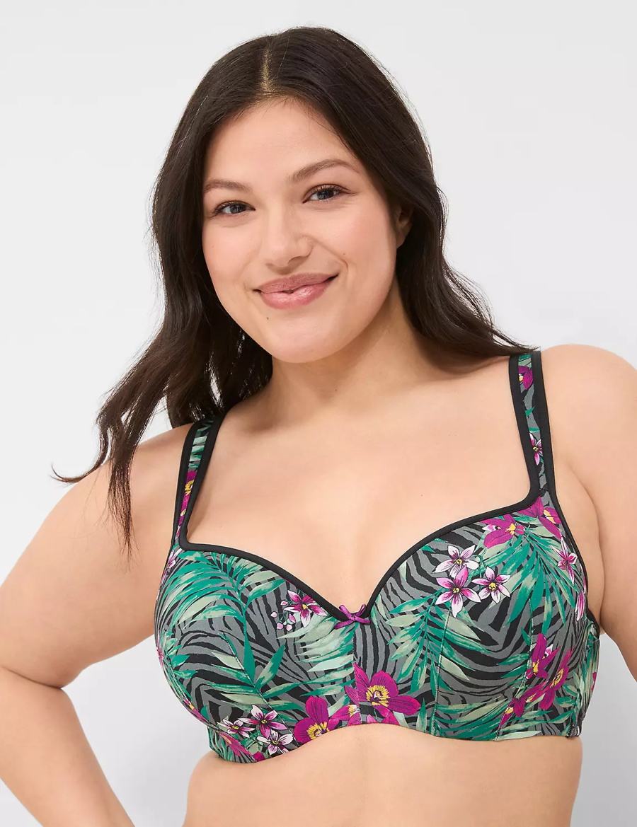 Lane Bryant Smooth Lightly Lined Women Balconette Bra Green Multicolor | ULQ7449LN