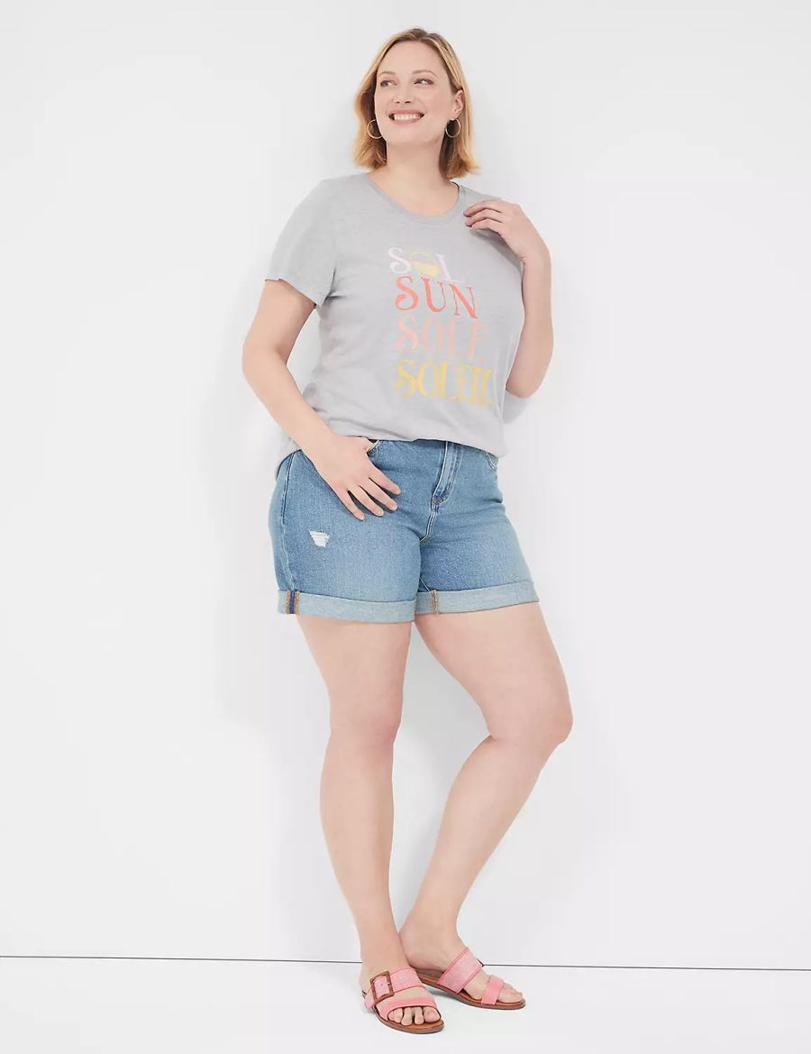 Lane Bryant Sol Sun Graphic Tee Women T Shirts Grey | UTM1931FK