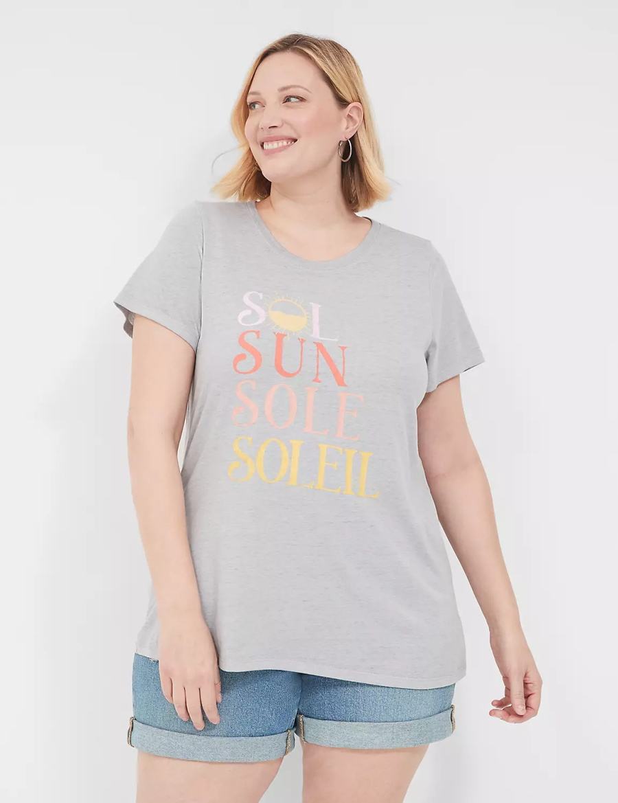 Lane Bryant Sol Sun Graphic Tee Women T Shirts Grey | UTM1931FK