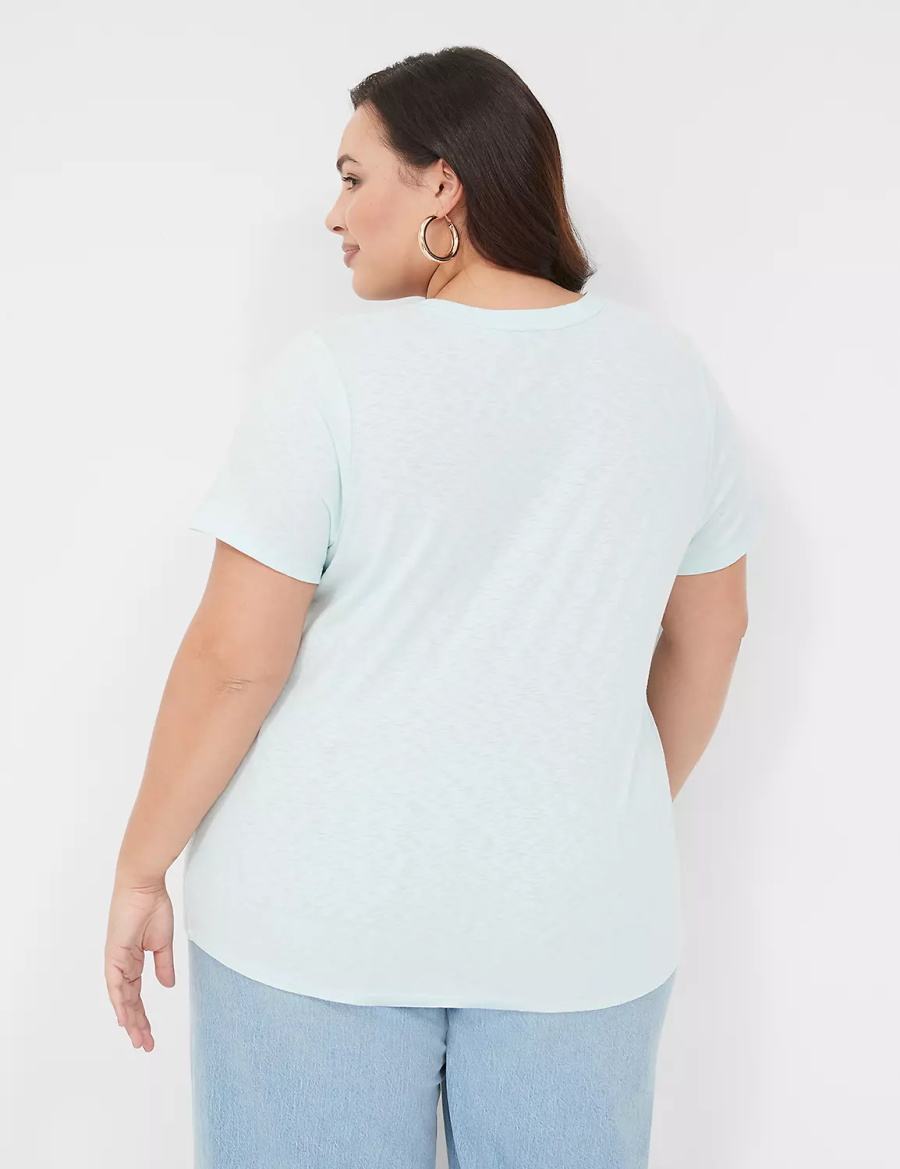 Lane Bryant Spring Graphic Tee Women T Shirts Blue | SFZ837OM