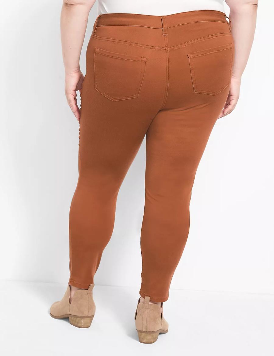 Lane Bryant Straight Fit 5-Pocket Sateen Skinny Women Pants Brown | KLP6961YH