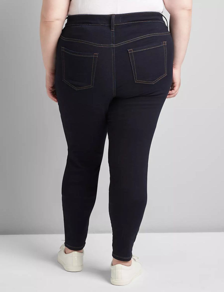 Lane Bryant Straight Fit High-Rise Sateen Skinny Women Jeans Dark Blue | RCG234OK