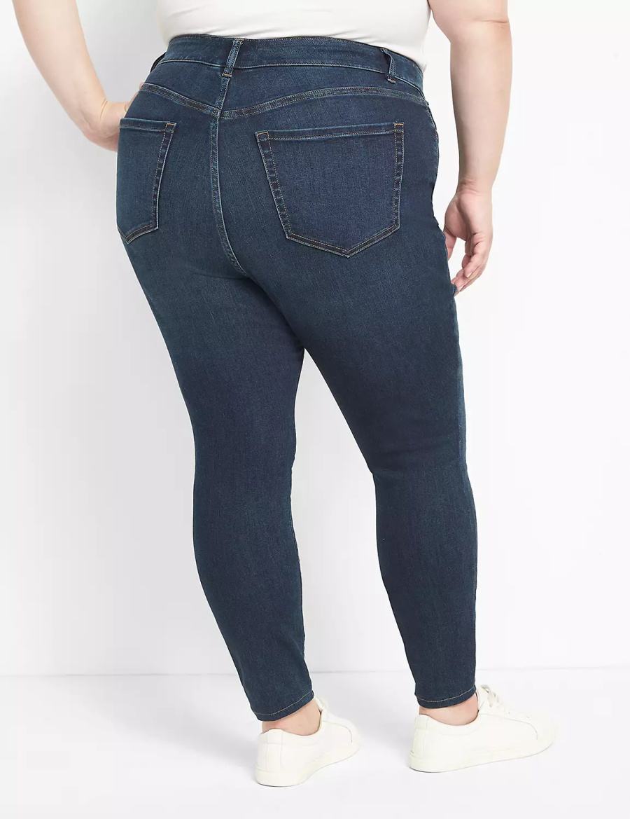 Lane Bryant Straight Fit High-Rise Skinny Women Jeans Dark Blue | PIP9537WS