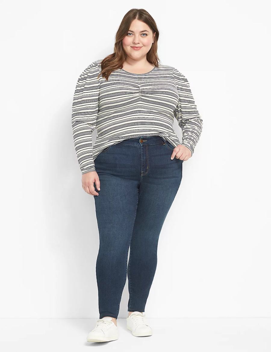 Lane Bryant Straight Fit High-Rise Skinny Women Jeans Dark Blue | PIP9537WS