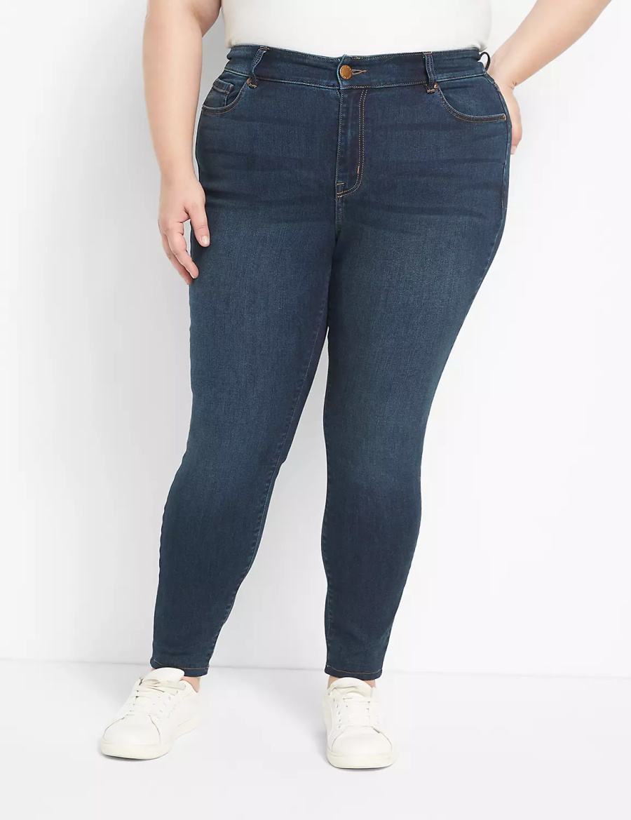 Lane Bryant Straight Fit High-Rise Skinny Women Jeans Dark Blue | PIP9537WS