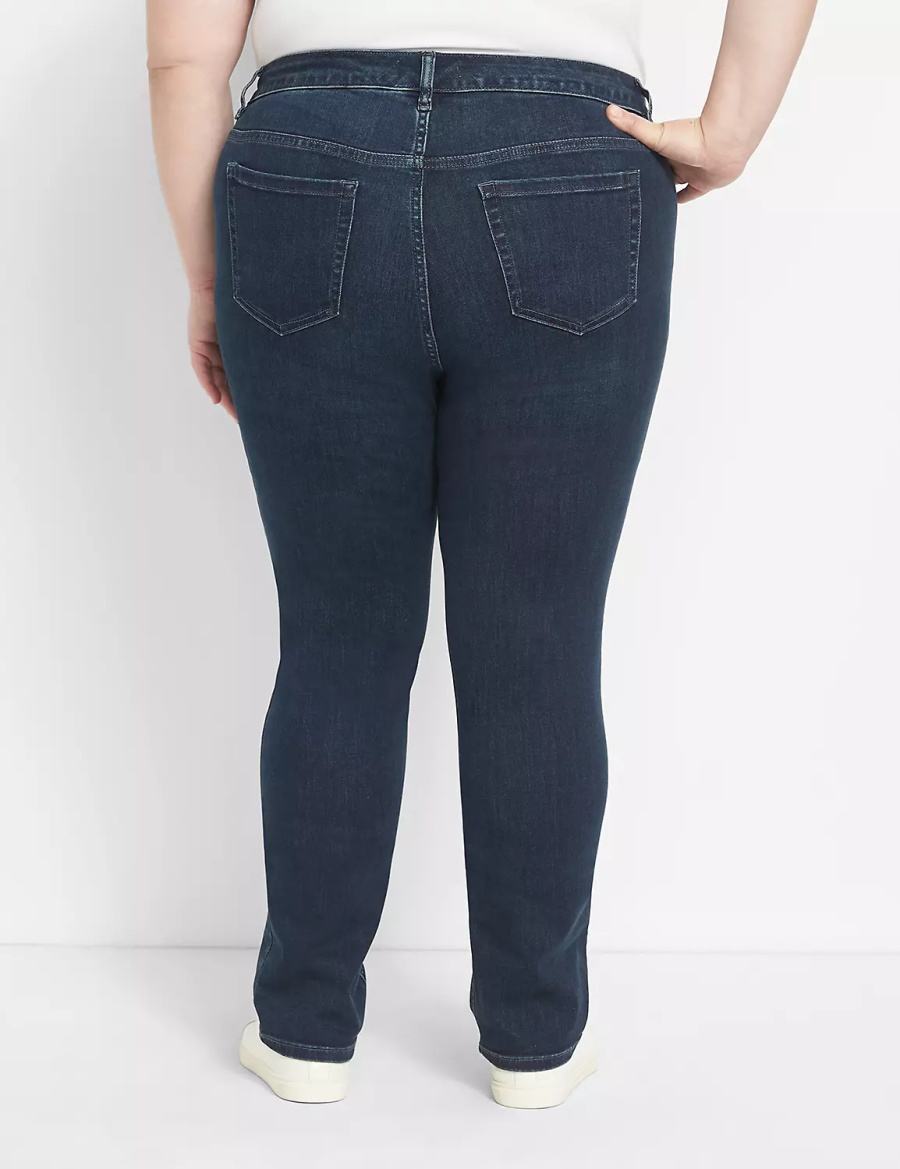 Lane Bryant Straight Fit High-Rise Straight Women Jeans Dark Blue | CDM975YQ