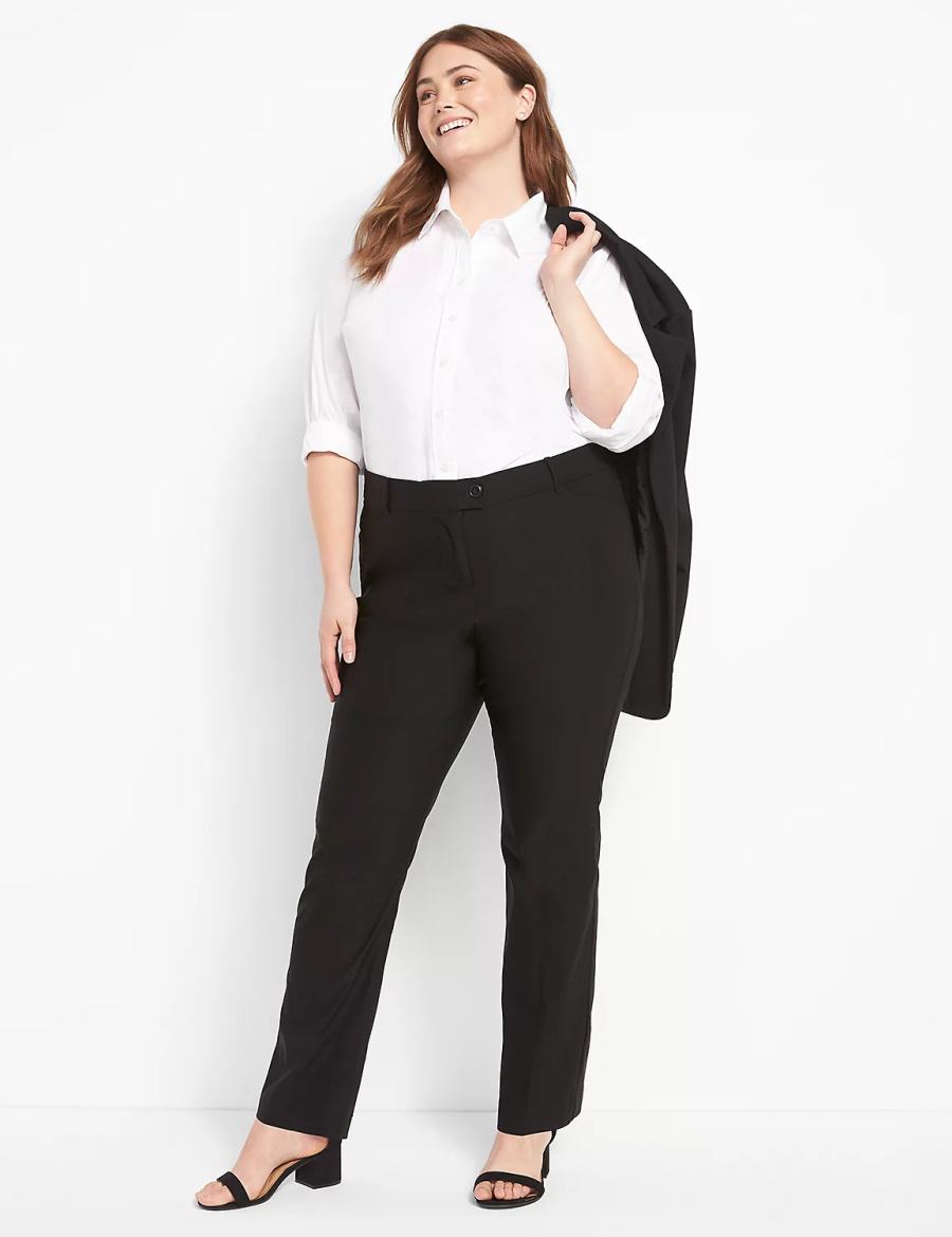 Lane Bryant Straight Leg 4-Season Women Pants Black | VIJ6038TB