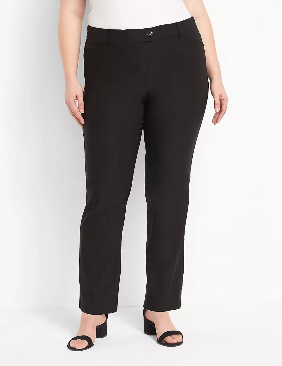 Lane Bryant Straight Leg 4-Season Women Pants Black | VIJ6038TB