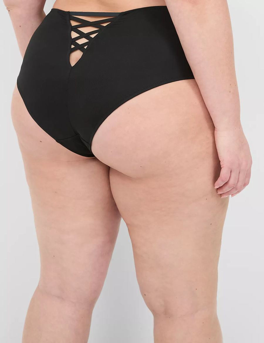 Lane Bryant Strappy-Back Brief Women Briefs Black | NJQ9282YG