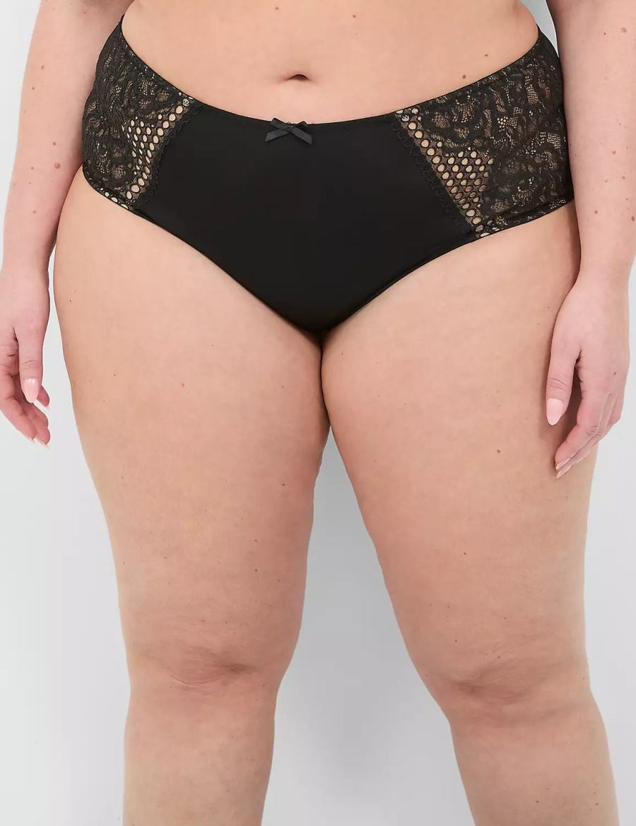 Lane Bryant Strappy-Back Brief Women Briefs Black | NJQ9282YG