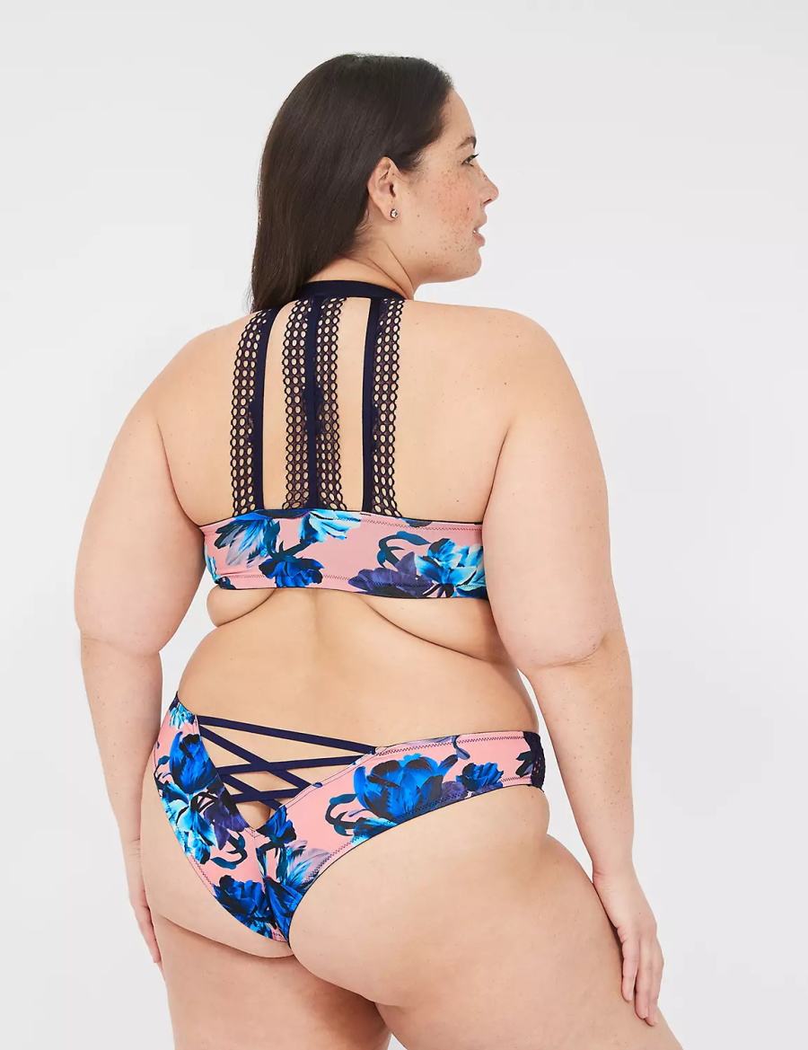 Lane Bryant Strappy-Back Tanga Women Briefs Pink Blue | LDX4788EX