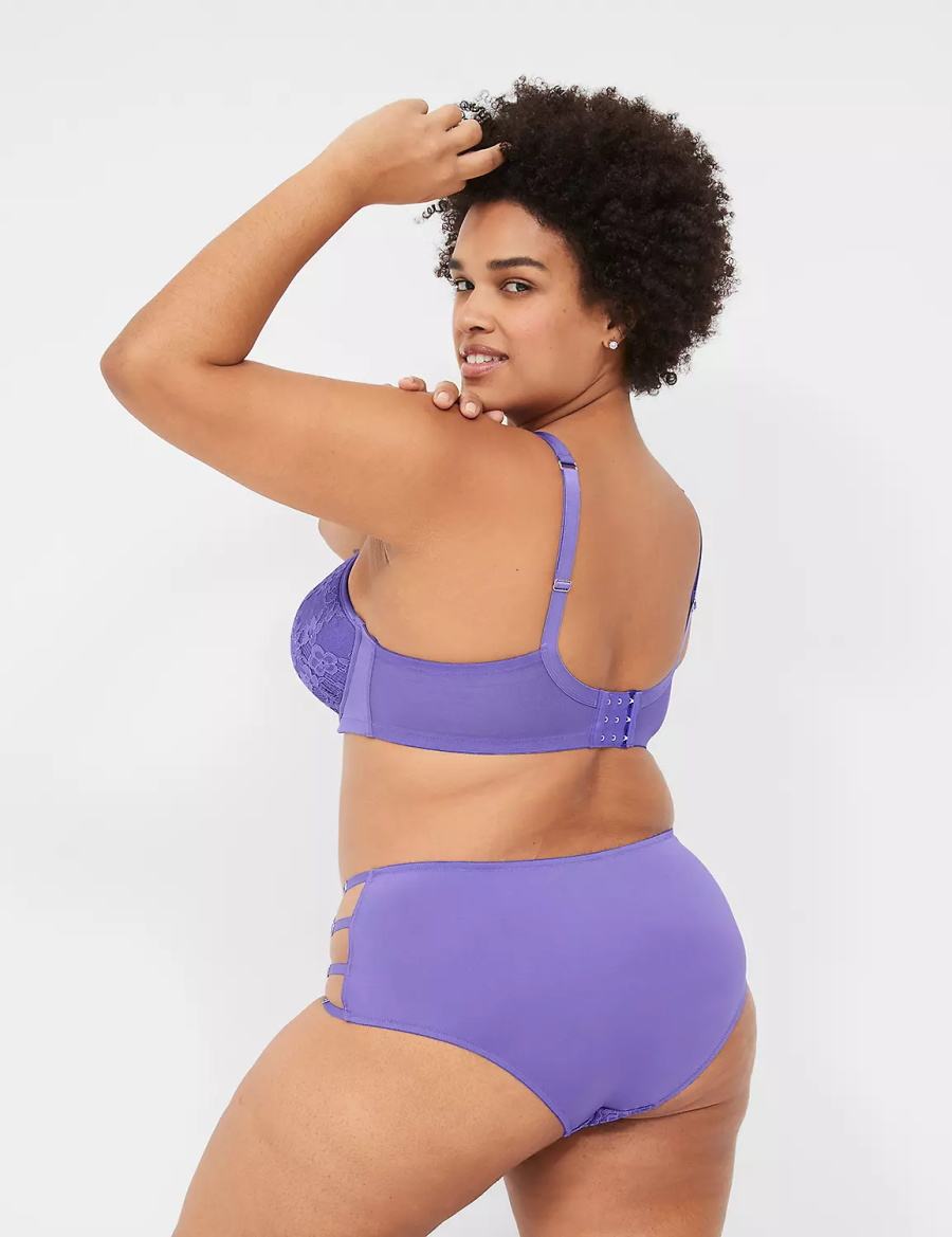 Lane Bryant Strappy High-Neck French Women Balconette Bra Purple | UWY9151ZI