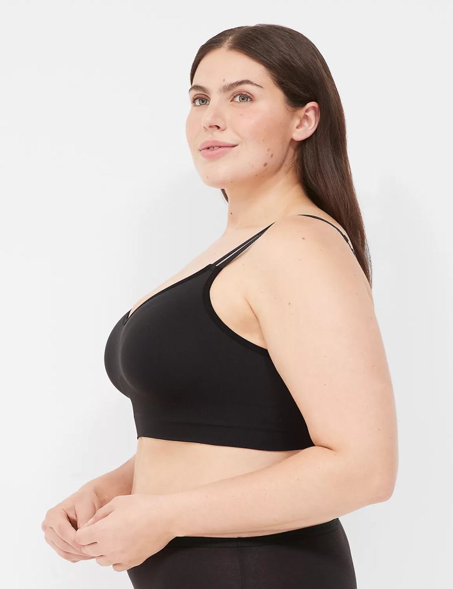 Lane Bryant Strappy Seamless Women Bralettes Black | MKD6667IW