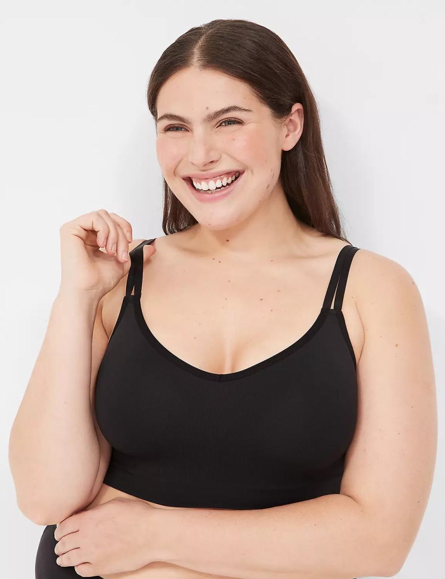 Lane Bryant Strappy Seamless Women Bralettes Black | MKD6667IW