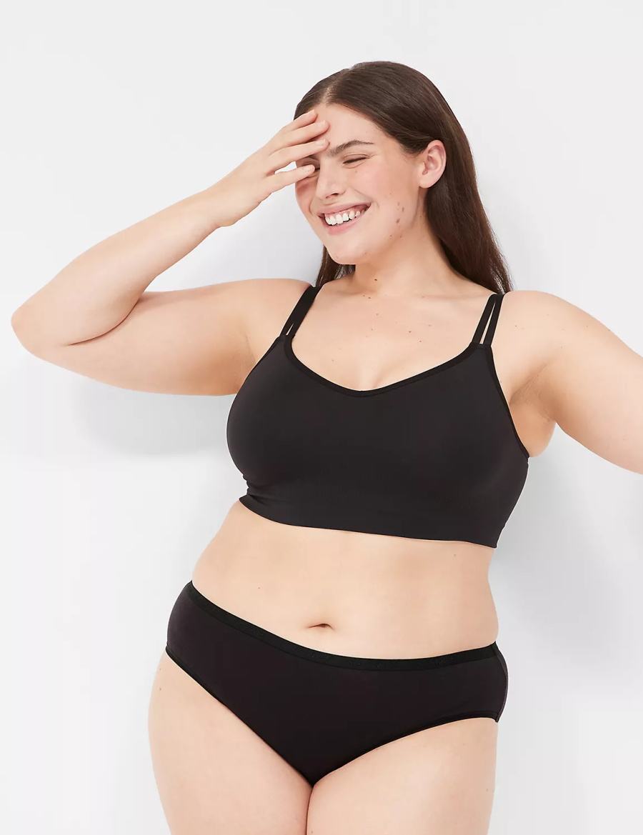 Lane Bryant Strappy Seamless Women Bralettes Black | MKD6667IW