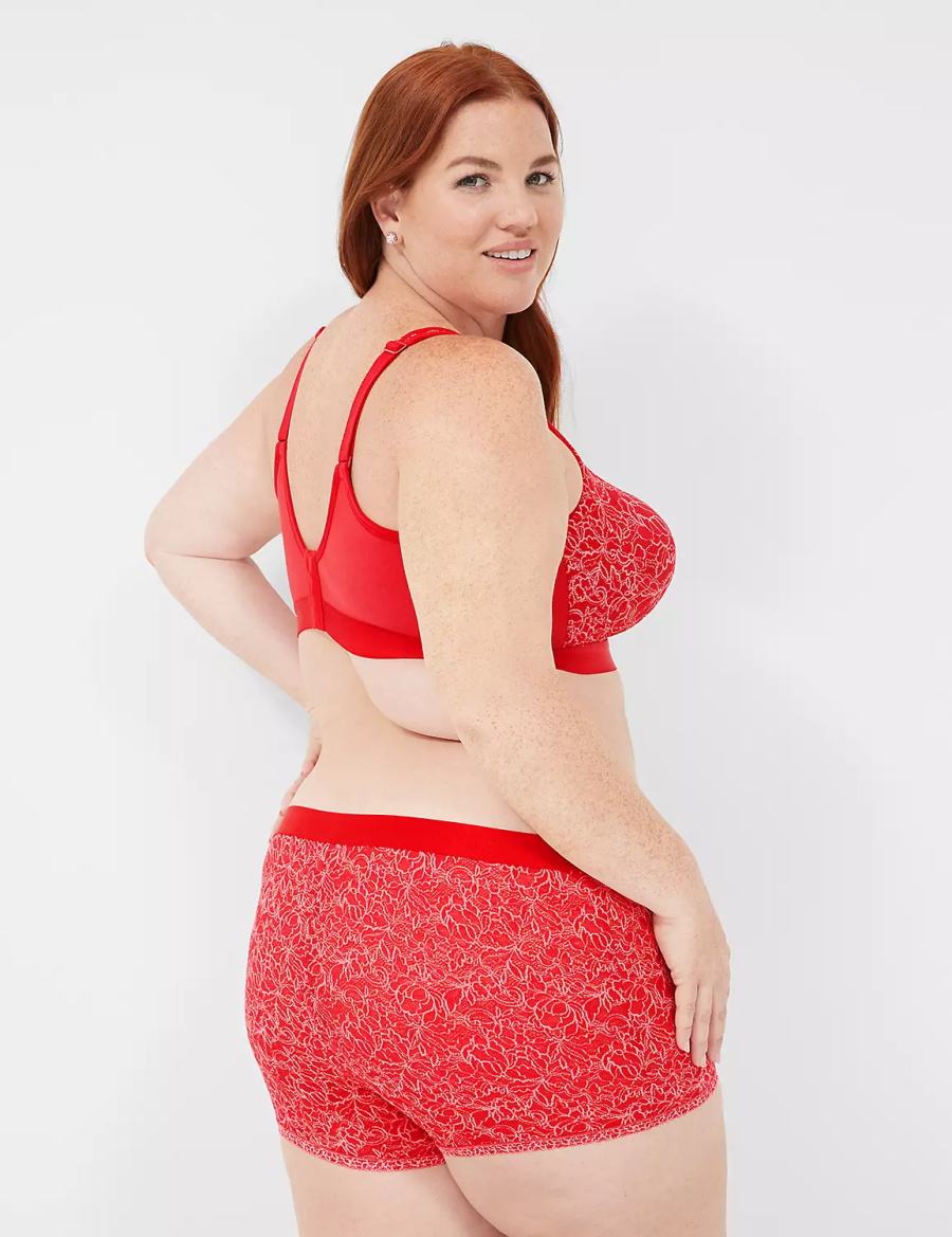 Lane Bryant Stretch Lace Boyfriend Women Briefs Red | AVJ1277NJ