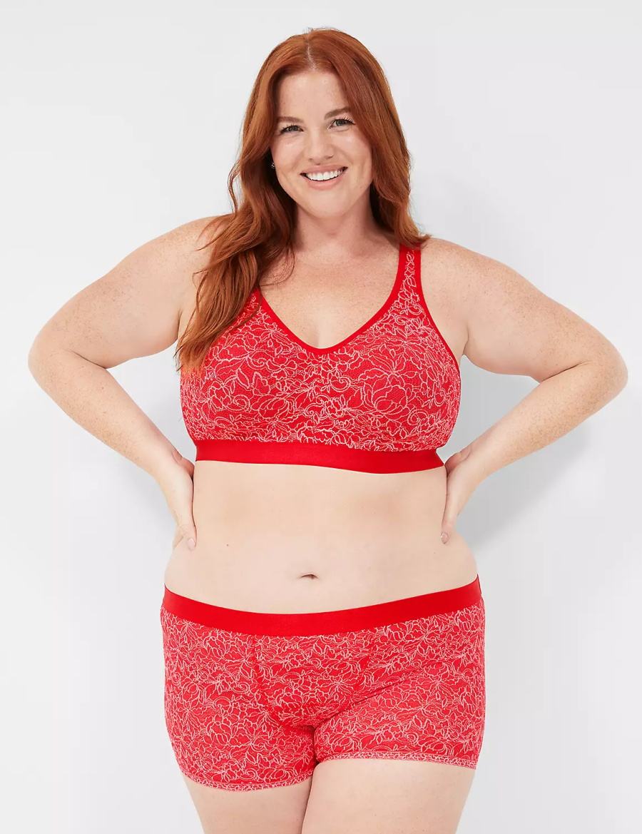 Lane Bryant Stretch Lace Boyfriend Women Briefs Red | AVJ1277NJ