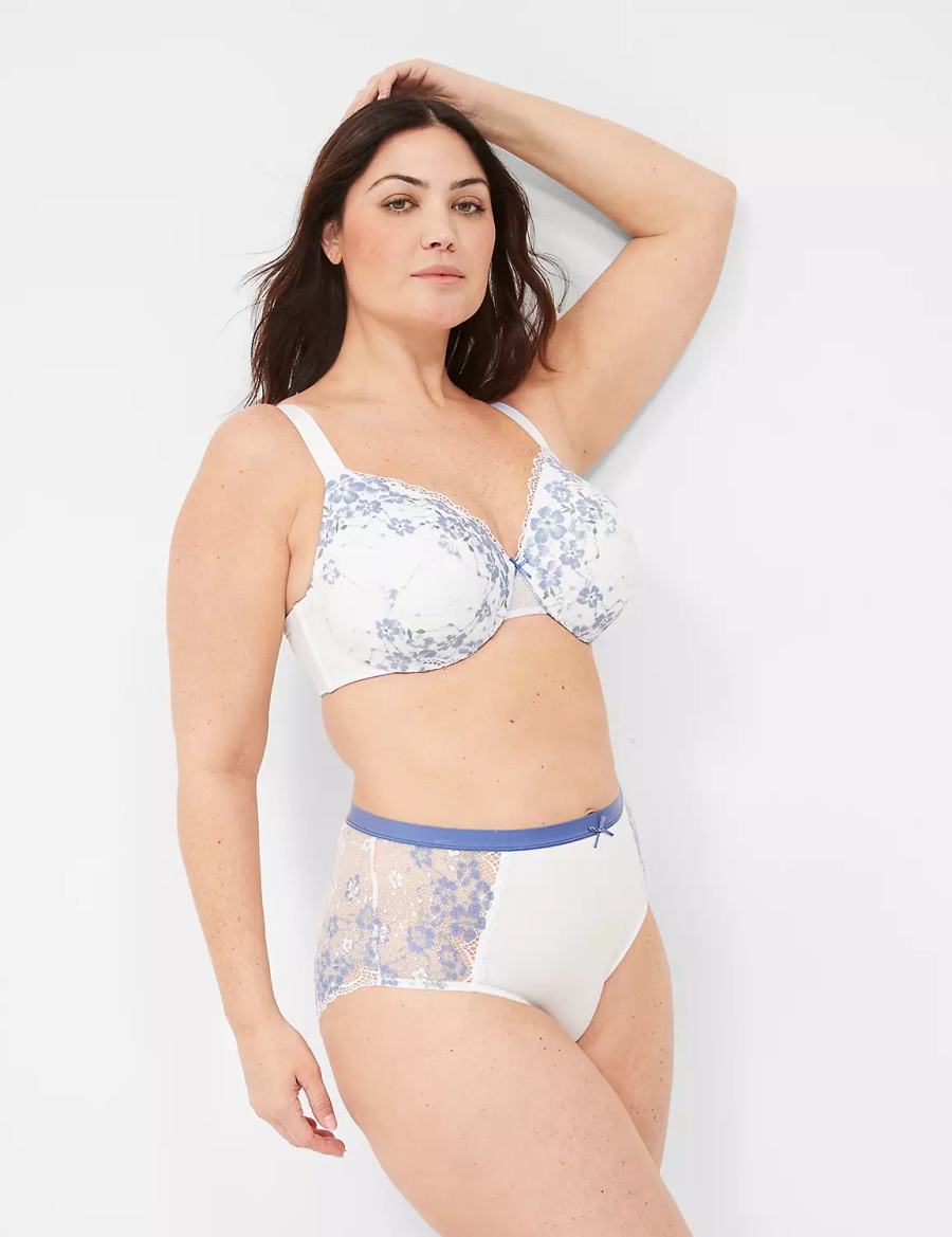 Lane Bryant Stretch Lace Full Women Briefs White | FMO6823WE