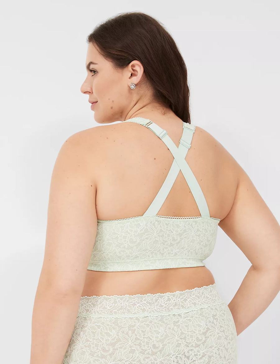 Lane Bryant Stretch Lace Women Bralettes Light Green | IBO9554IQ