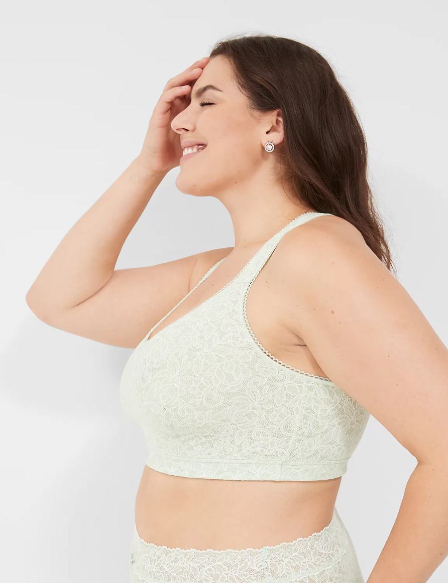 Lane Bryant Stretch Lace Women Bralettes Light Green | IBO9554IQ