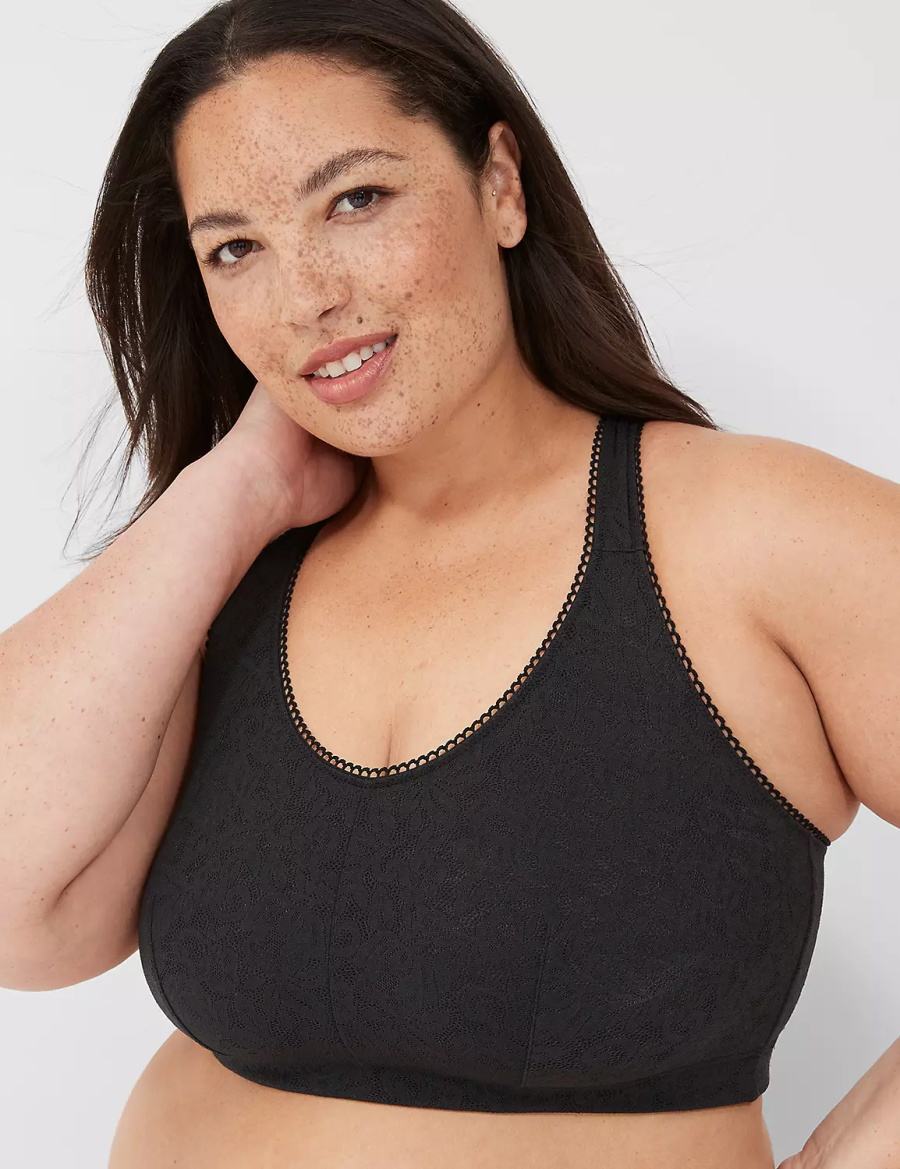 Lane Bryant Stretch Lace Women Bralettes Black | SJG1662CF