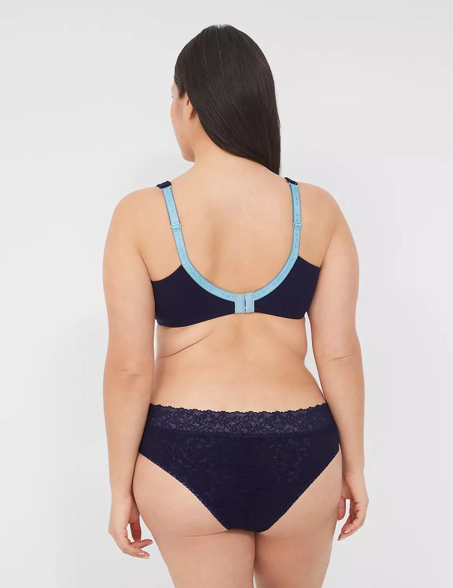 Lane Bryant Stretch Lace Women Cheeky Panty Blue | OOF6552MB